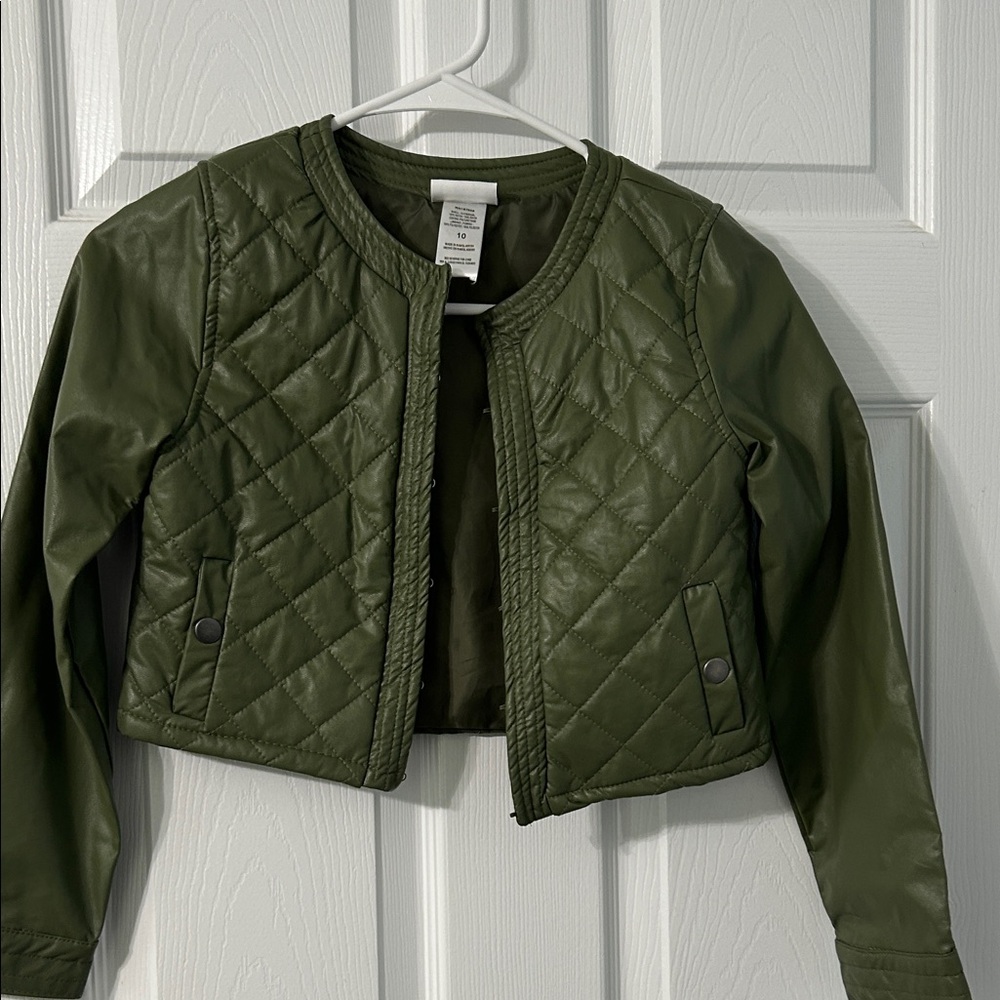 Nicole Miller Kids Quilted Olive Jacket size 10